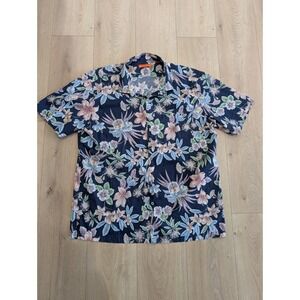 Tori Richard Blue Floral Hawaiian Aloha Shirt Men's Size XL Extra Large EUC AOP